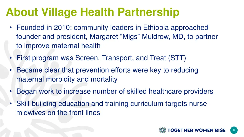 about village health partnership
