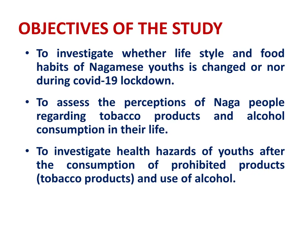 objectives of the study