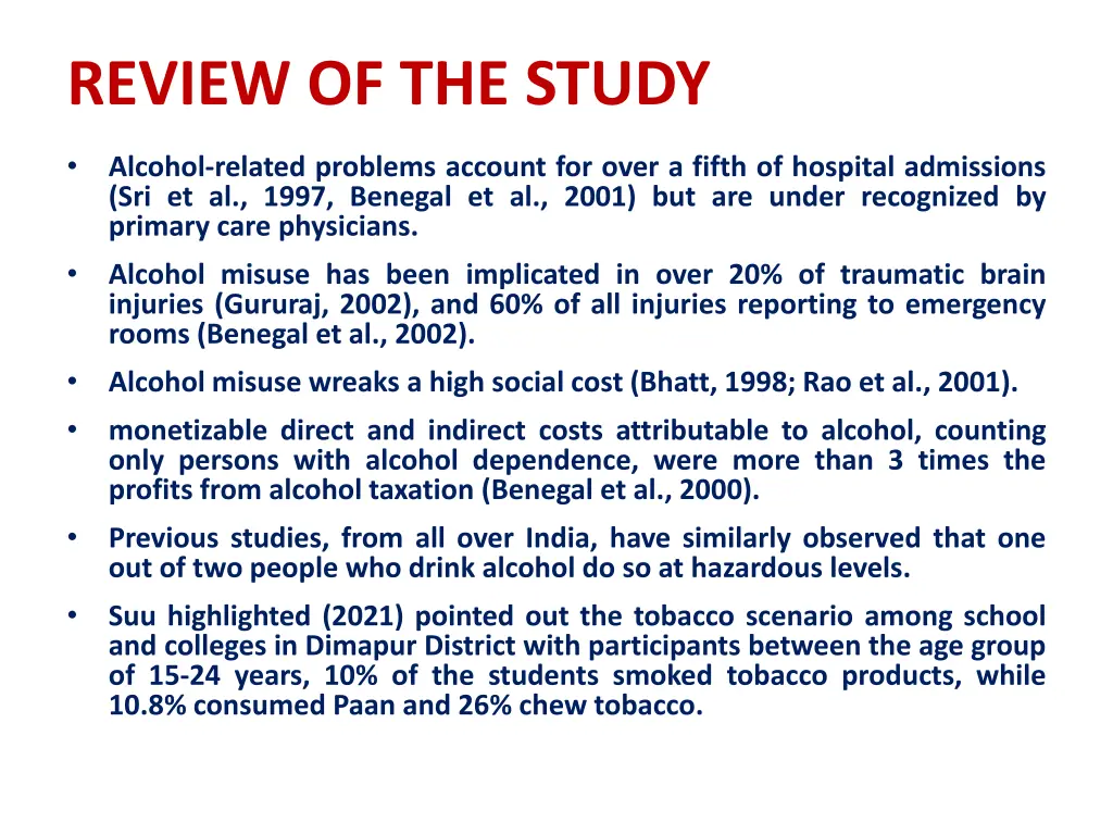 review of the study
