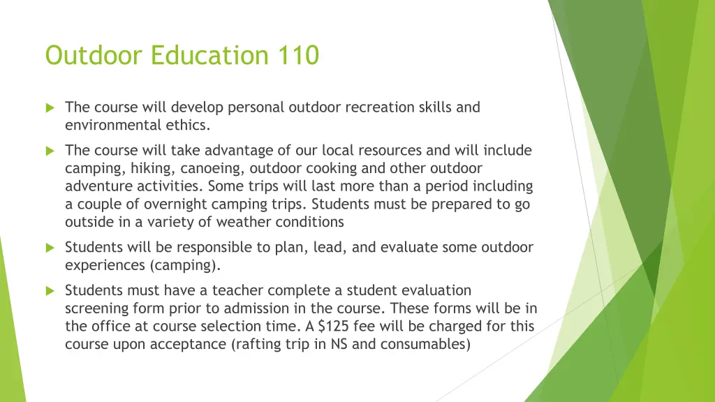 outdoor education 110