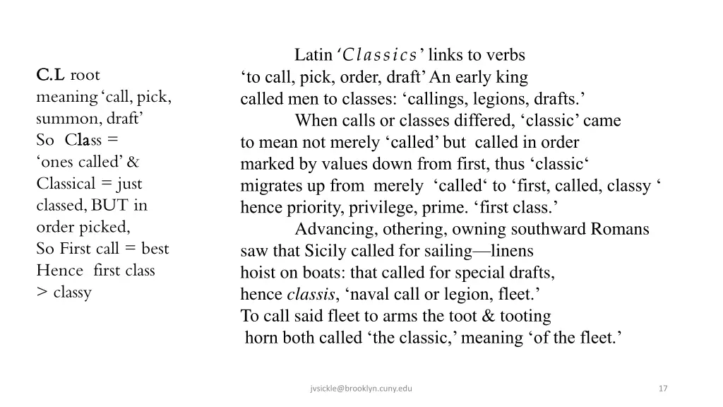 latin classics links to verbs to call pick order