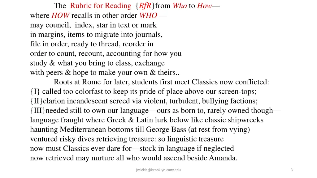 the rubric for reading r f r from