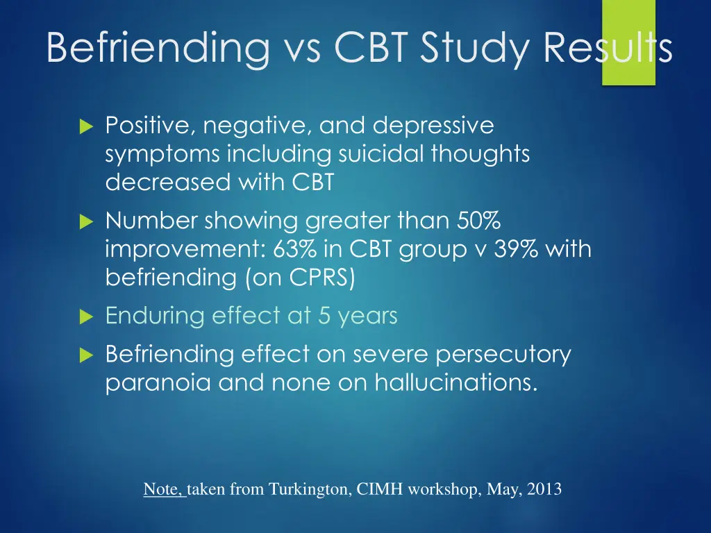 befriending vs cbt study results