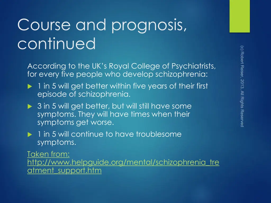 course and prognosis continued