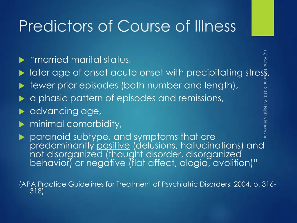 predictors of course of illness 1