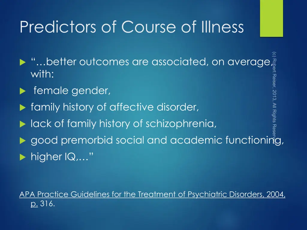 predictors of course of illness