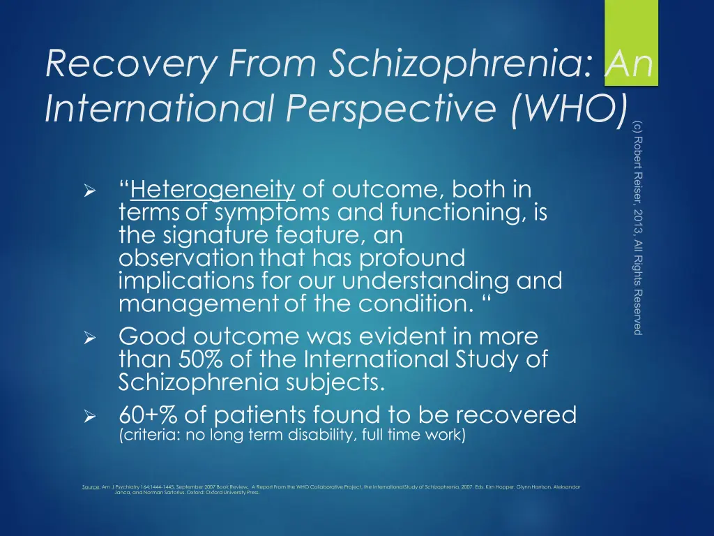 recovery from schizophrenia an international