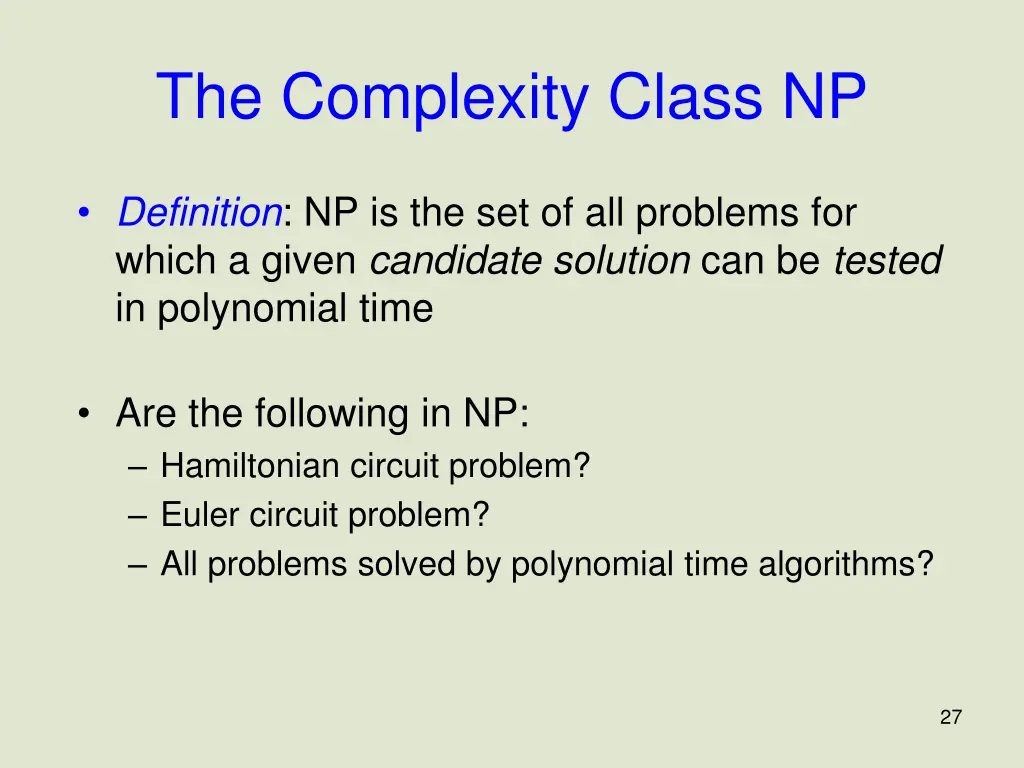 the complexity class np