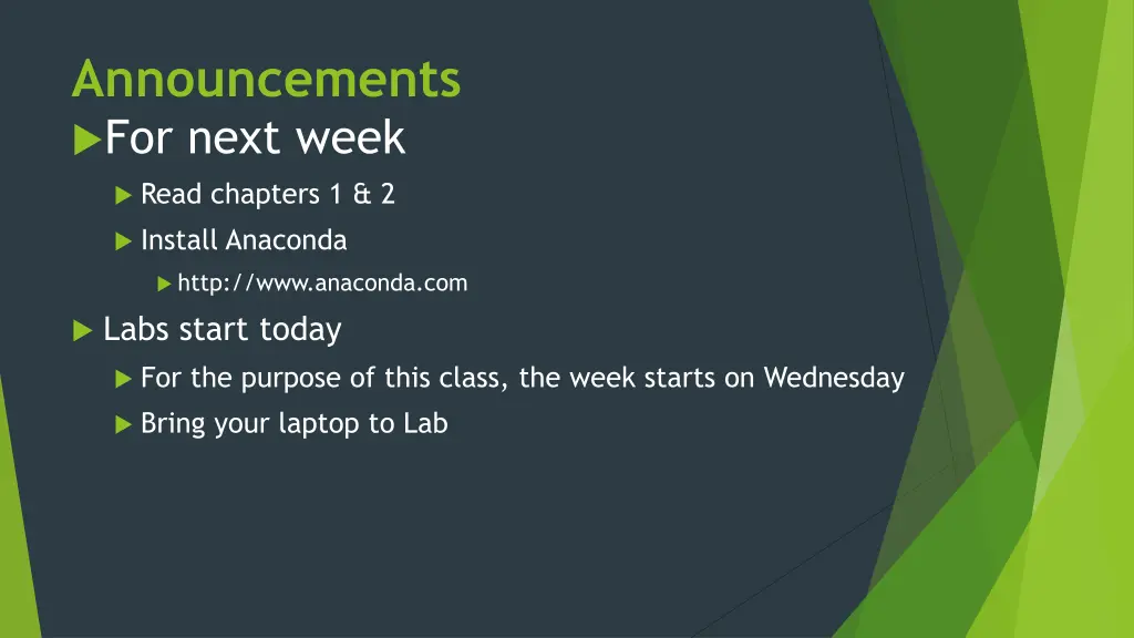 announcements for next week