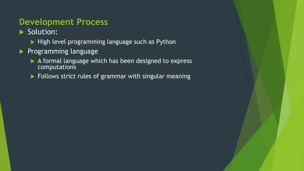 development process solution high level