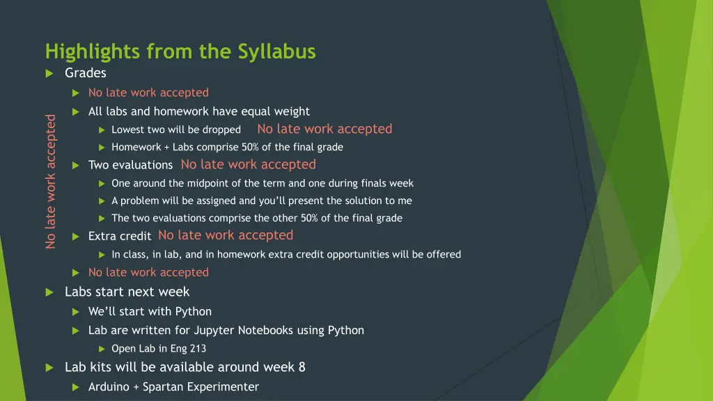 highlights from the syllabus grades