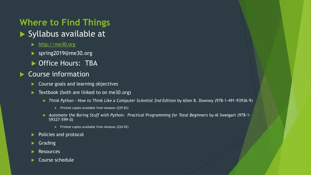 where to find things syllabus available at