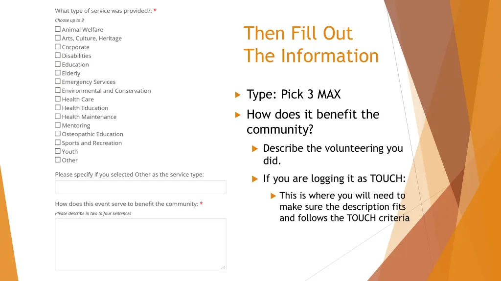 then fill out the information