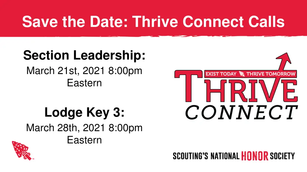 save the date thrive connect calls