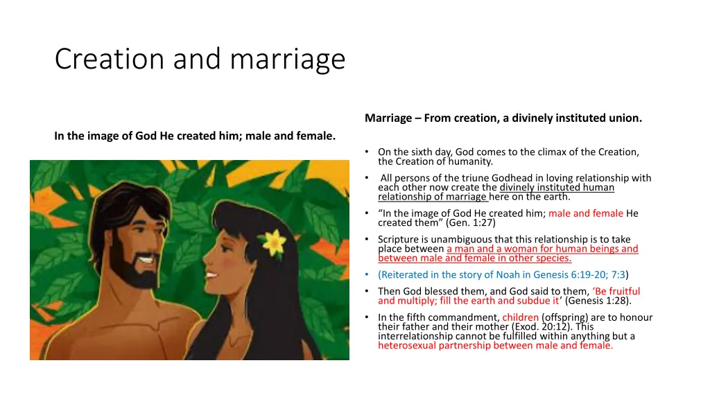 creation and marriage