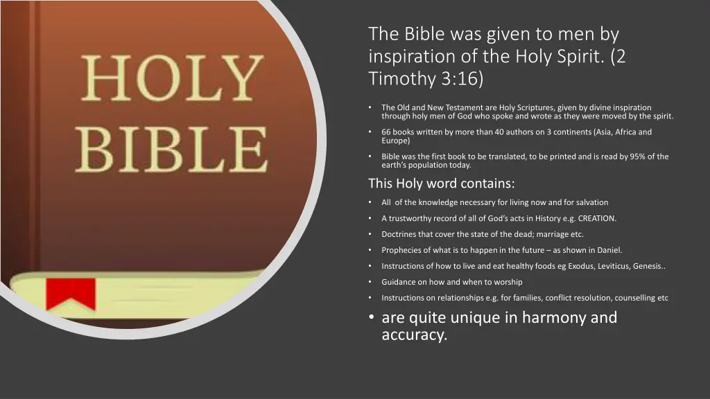 the bible was given to men by inspiration