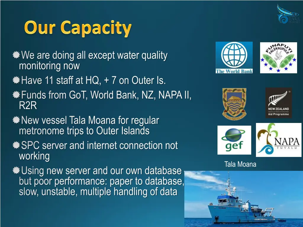 we are doing all except water quality monitoring