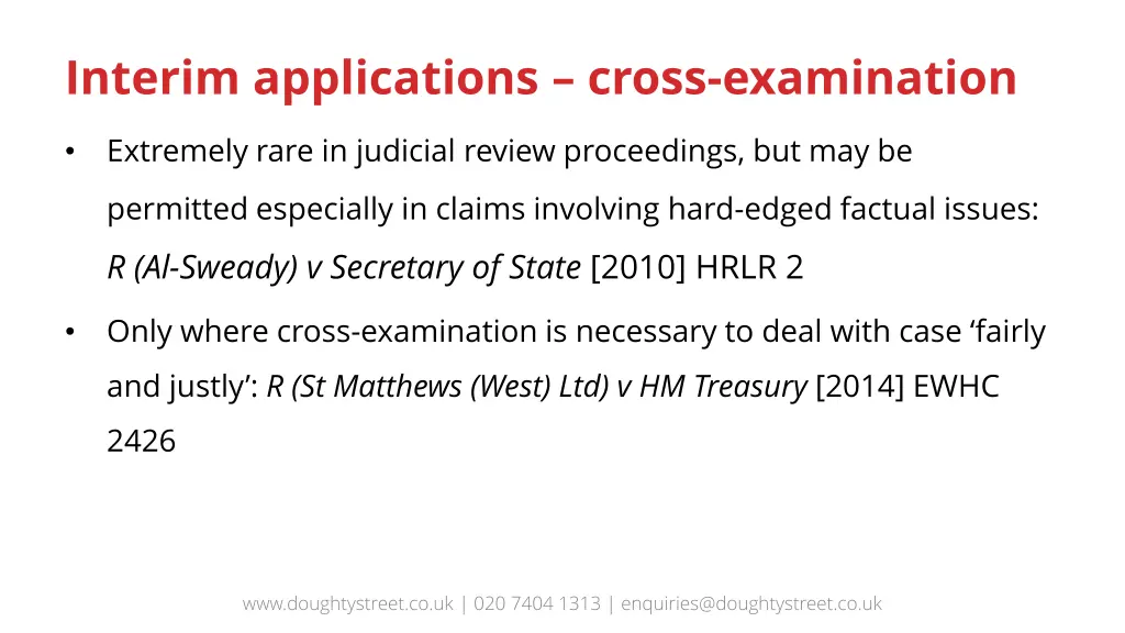 interim applications cross examination