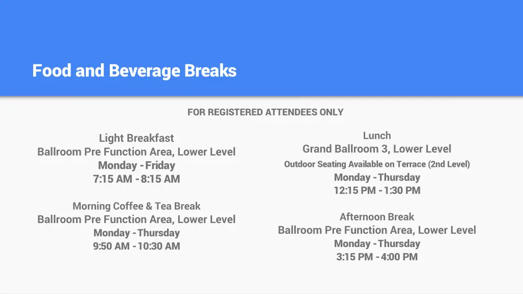 food and beverage breaks