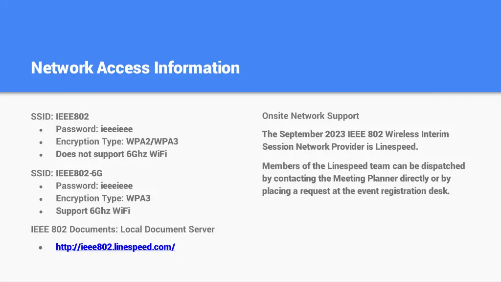 network access information