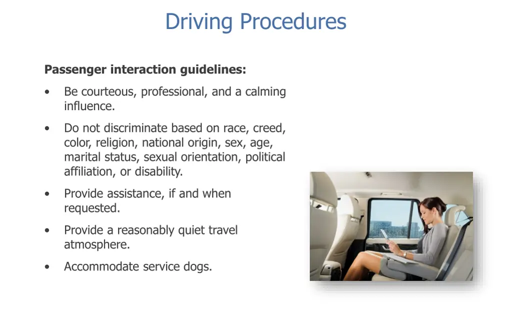 driving procedures