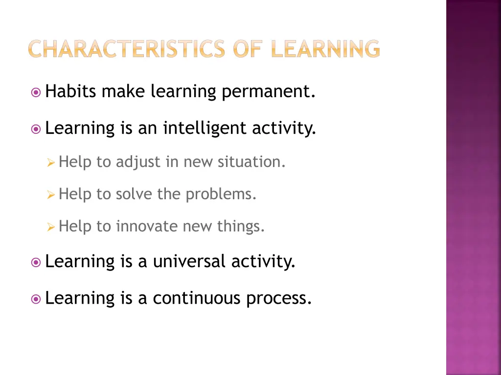 characteristics of learning 1