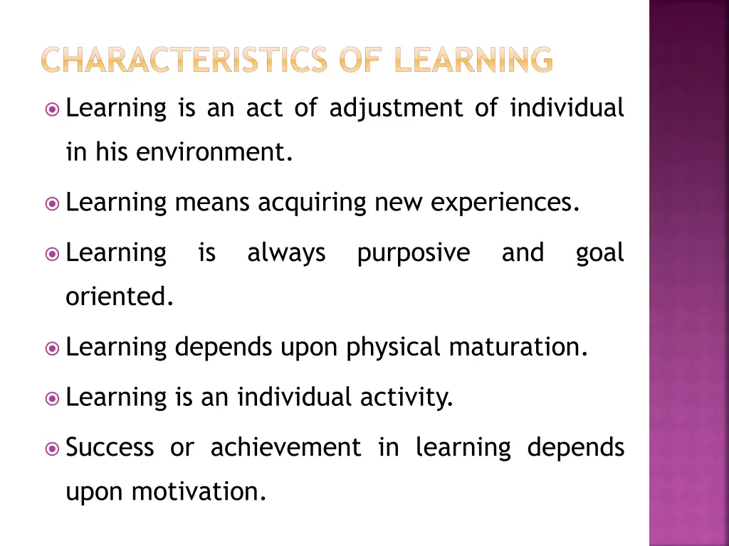 characteristics of learning