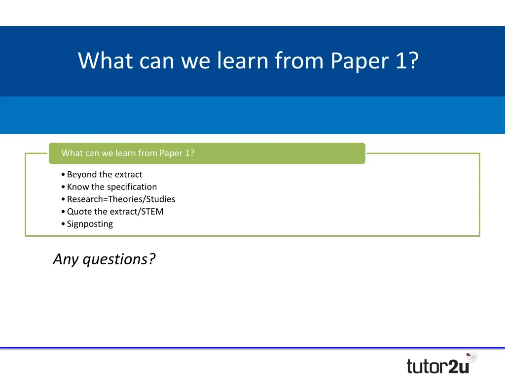 what can we learn from paper 1 1