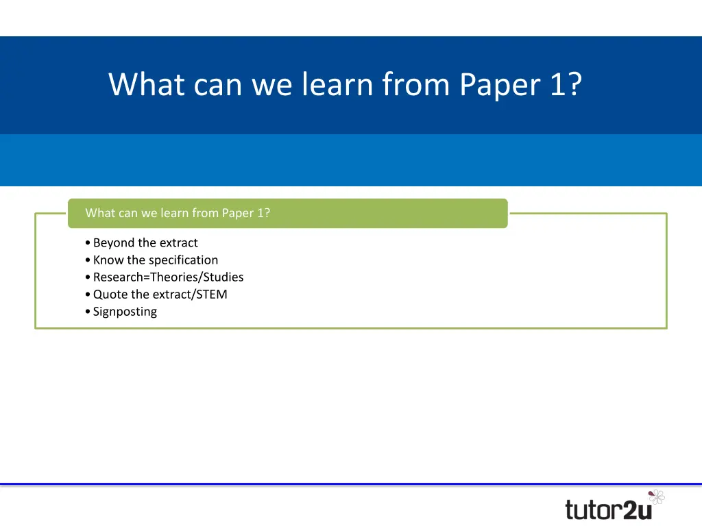 what can we learn from paper 1