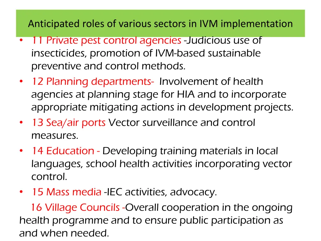 anticipated roles of various sectors 2