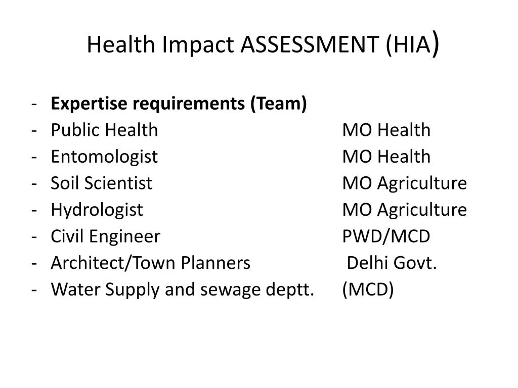 health impact assessment hia