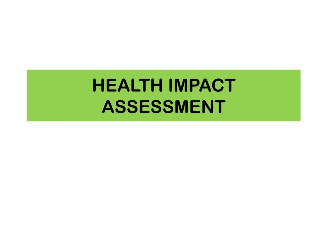 health impact assessment