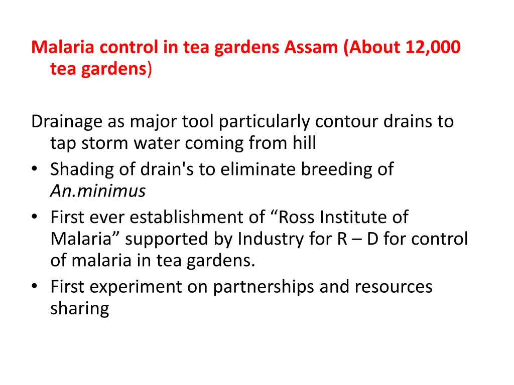 malaria control in tea gardens assam about