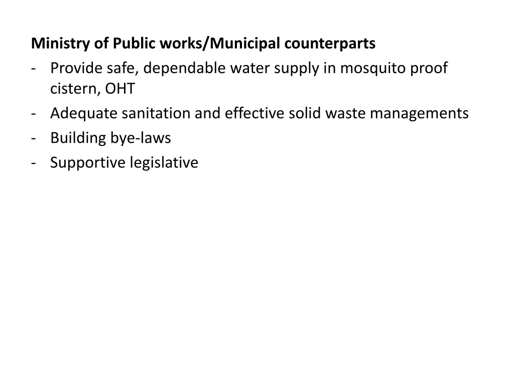 ministry of public works municipal counterparts