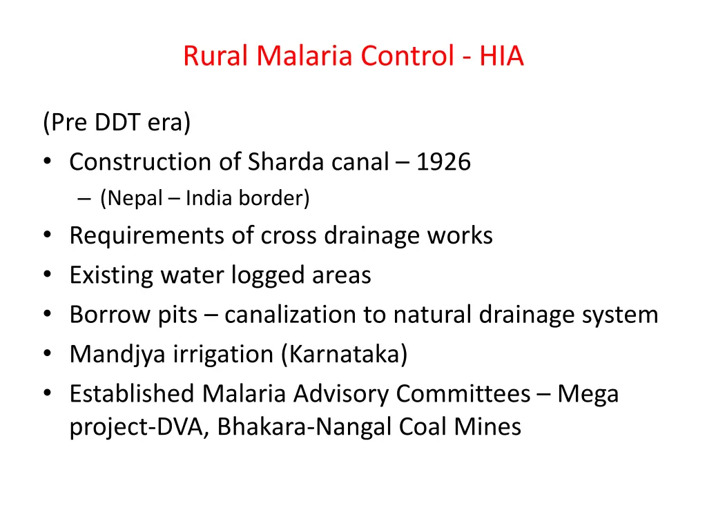 rural malaria control hia