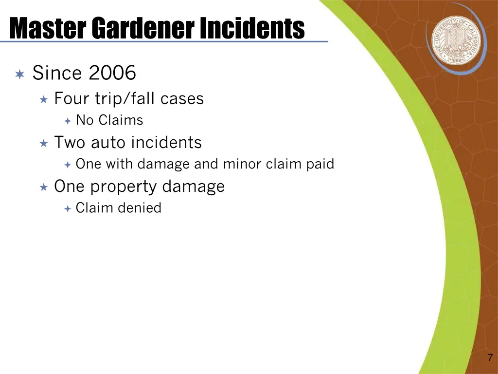 master gardener incidents