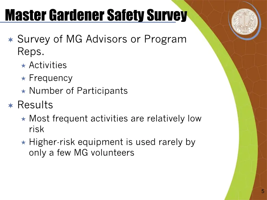 master gardener safety survey