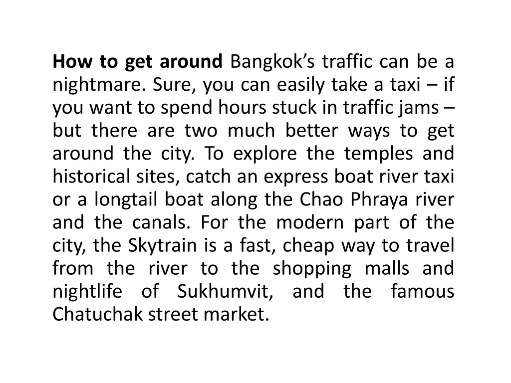 how to get around bangkok s traffic