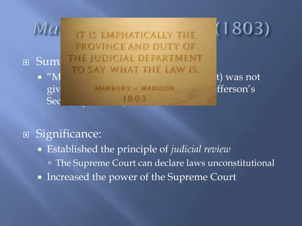 summary of case midnight judge marbury federalist