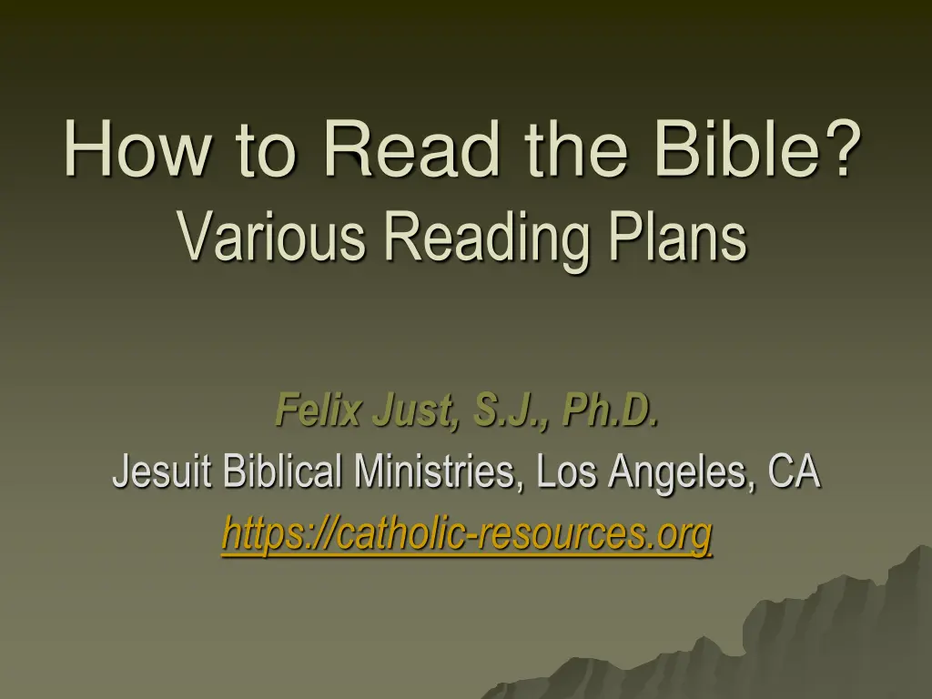 how to read the bible various reading plans