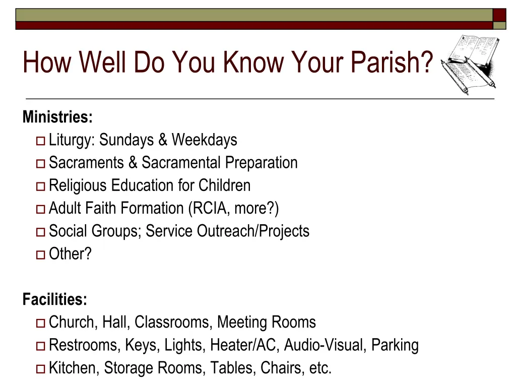 how well do you know your parish 1