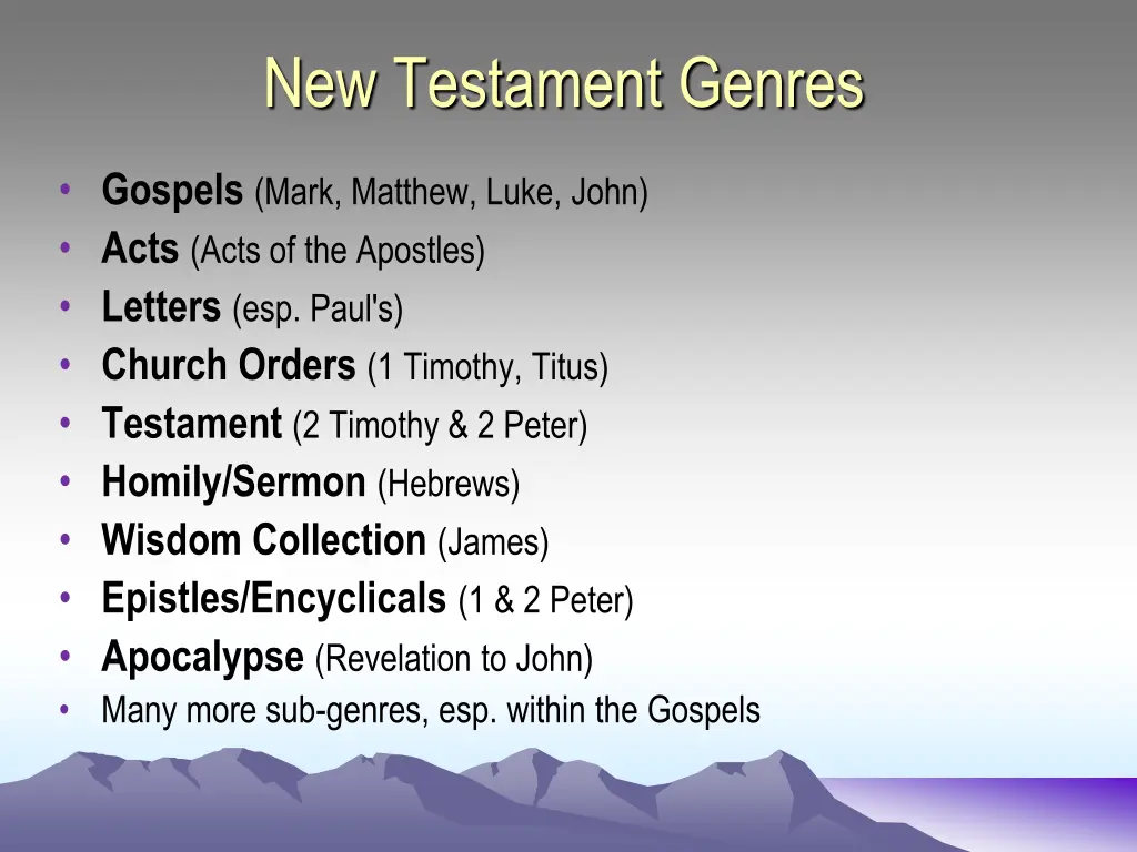 new testament genres