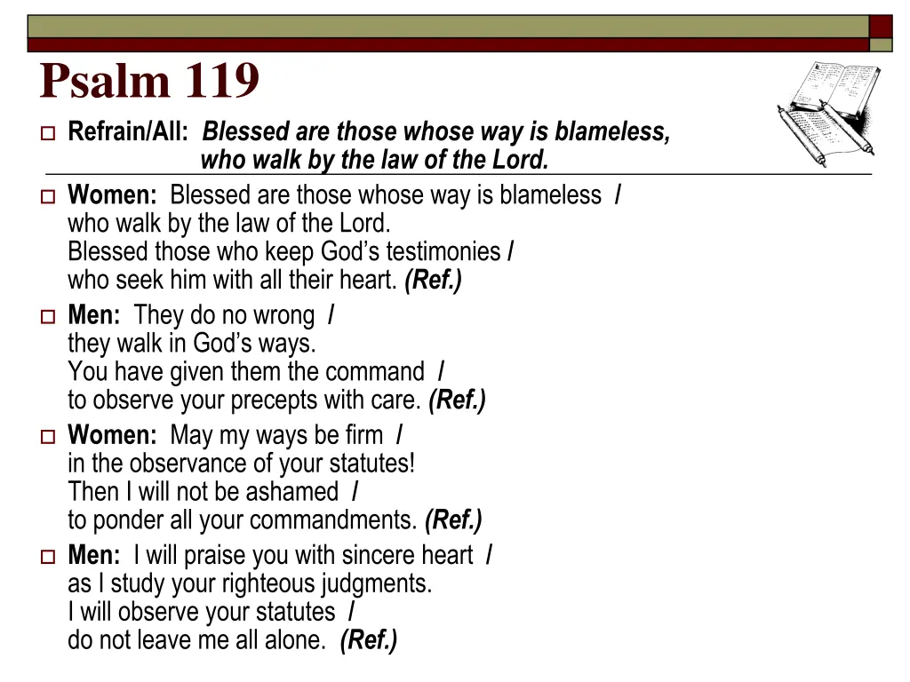 psalm 119 refrain all blessed are those whose