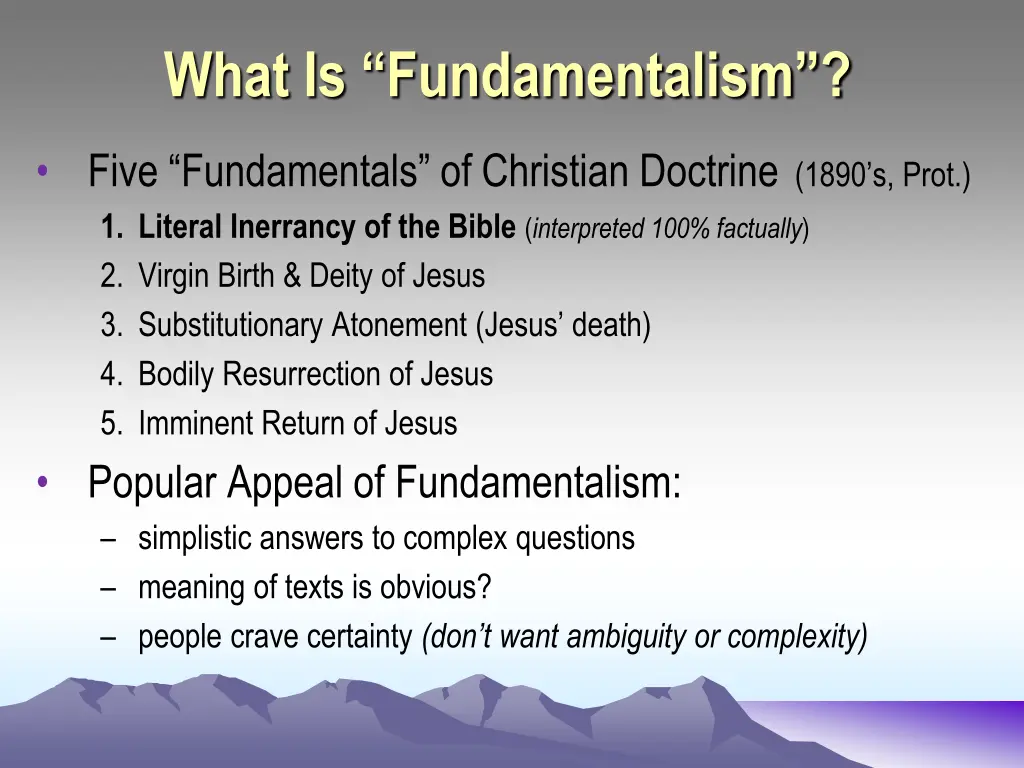 what is fundamentalism