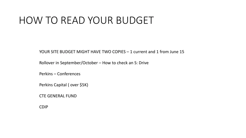 how to read your budget