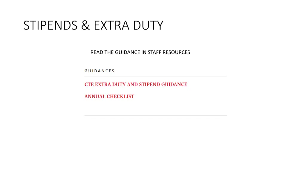 stipends extra duty