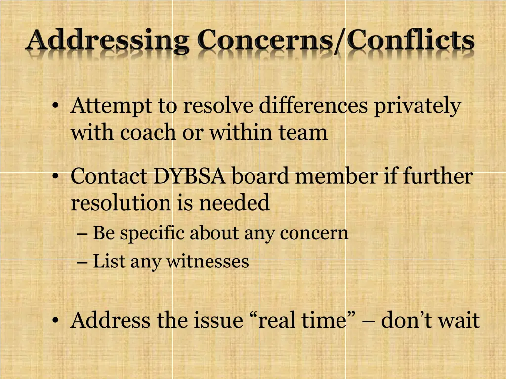 attempt to resolve differences privately with