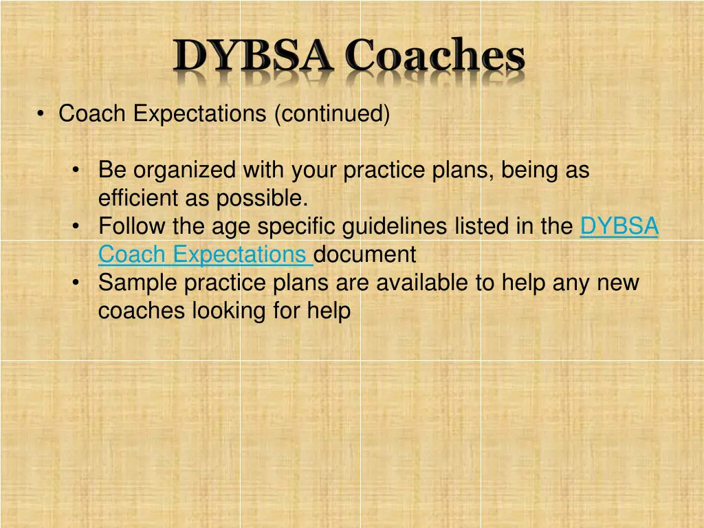 coach expectations continued