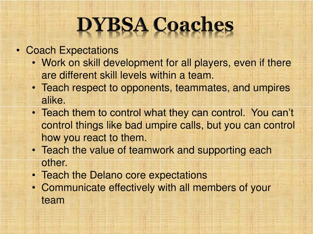 coach expectations work on skill development