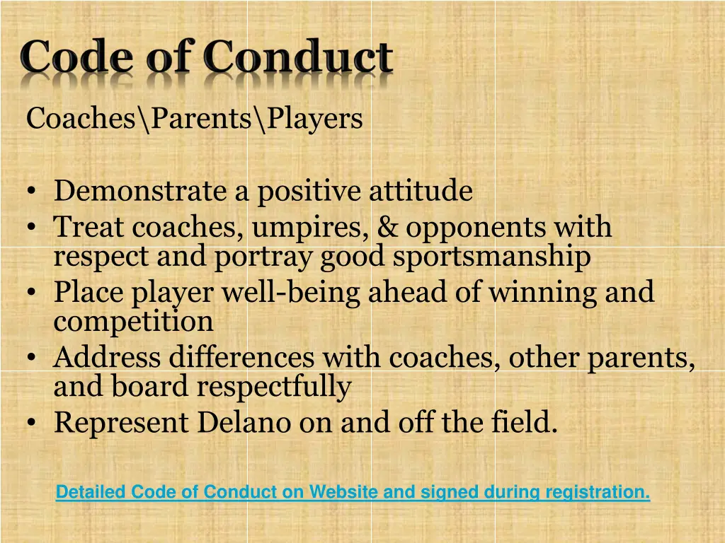 coaches parents players demonstrate a positive